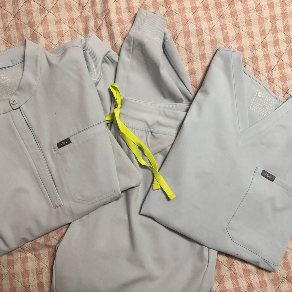 Figs Sky Blue 3 Piece Scrub Set